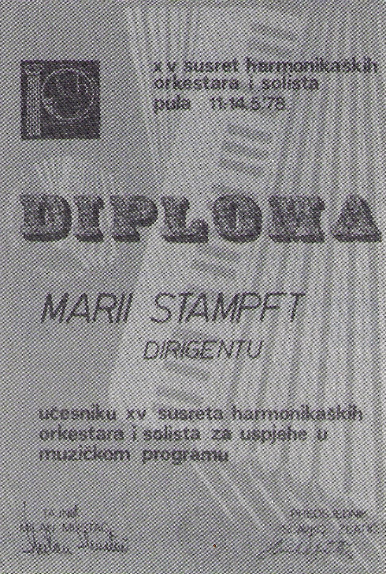 1978 Pula Urkunde verbesssert